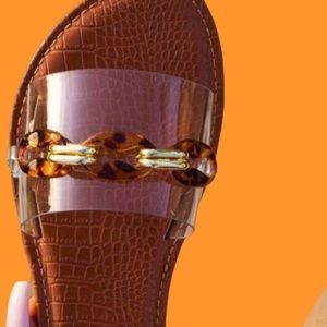 ⛓ Single Strap Slides in Clear/Tortoise